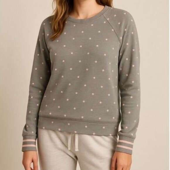 PJ Salvage Stars Pajama Top Peachy Lounge Sleep Gray & Pink Size Medium NEW - Picture 1 of 5